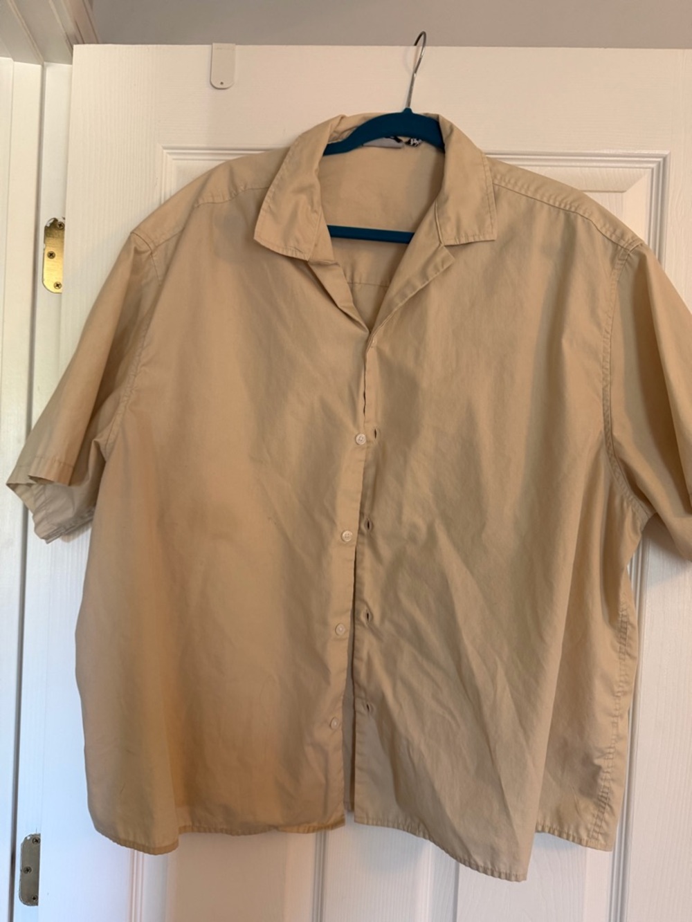 ASOS Beige Short-Sleeve Button-Down Camp Shirt